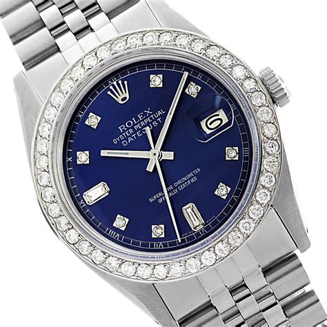 rolex blue diamonds|Rolex blue face with diamonds.